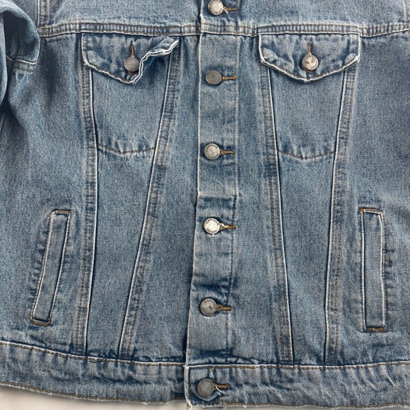 CARMAR Denim Jacket Red Stripe Trucker Style Blue Jean Size M - Picture 3 of 10